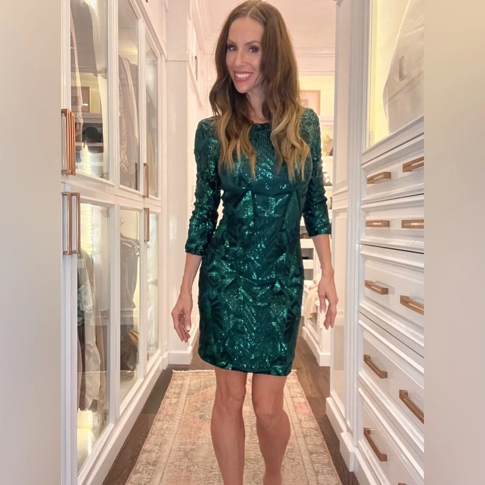 chinese dress ladies Green Sequin One Shoulder Long Sleeve Mini Dress – AX Paris US main image 1